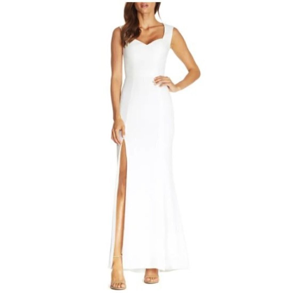 Dress the Population Monroe Side Slit Fitted White Sweetheart Neck Gown XX-Large